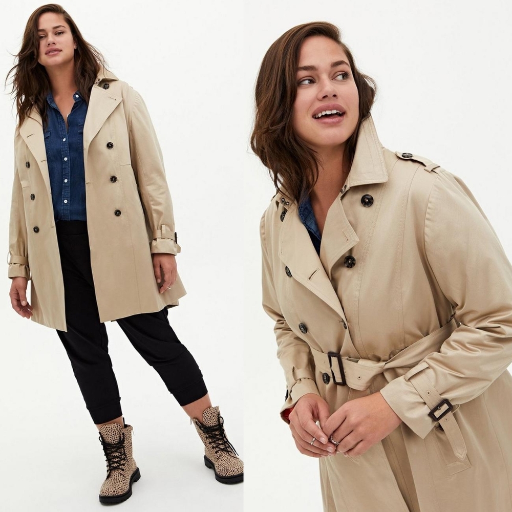 NWT Torrid Beige Double-Breasted Belted Trench Coat